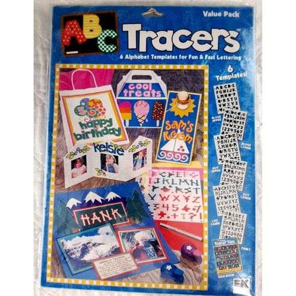 ABC "Tracers" 6 Alphabet Templates & Idea Book Fast Lettering Signs Cards Fabric - Picture 1 of 11